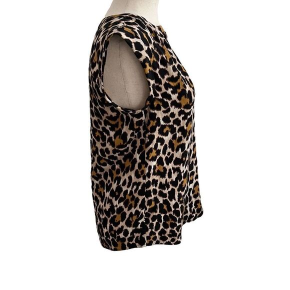 J. Crew Silk Cheetah Animal Print Cap Sleeve V Neck Tunic Top - Picture 4 of 8